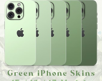 iPhone Skin 13 / 14 / 15 Pro , Plus , Max , Skin Wrap Cover Premium Quality 3M Vinyl Pastel Green Sage