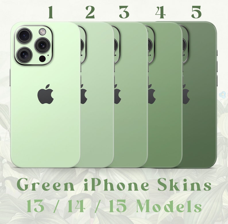 iPhone Skin 13 / 14/15 Pro , Plus , Max , Skin Wrap Cover Vinyle 3M de qualité supérieure vert sauge image 1