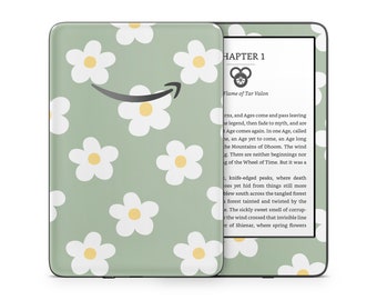 Amazon Kindle Skin Wrap Cover Premium Quality Decal 3M Vinyl Sage Green Daisy