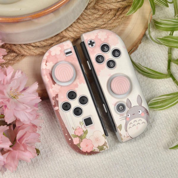 Nintendo Switch JoyCon Case Cover Shell Skin For Nintendo Switch OLED Clear TPU Silicone Flexible Skin Flowers Cherry Blossom Pastel
