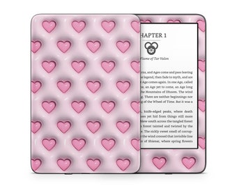Amazon Kindle Skin Wrap Cover Premium Quality 3M Vinyl Pastel Pink Red Hearts