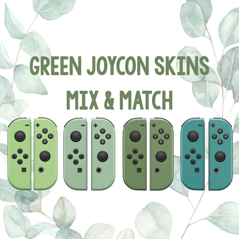 Mix & Match Greens Nintendo Switch Joycon Skin Wrap Premium Vinyl image 1