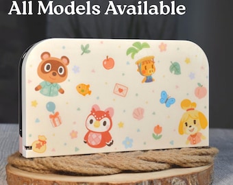 Nintendo Switch Dock Faceplate Case Cover Slide On Accessory Stand Pastel Animal Crossing Themed Switch 2 OLED and Original with Card Slots