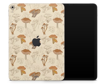 Apple iPad Pro & Air Skin Wrap Premium Vinyl Sticker Beige Brown Mushroom Woodland Pattern