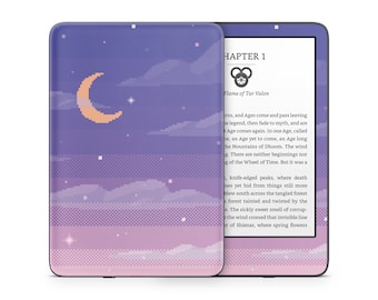 Amazon Kindle Skin Wrap Cover Premium Quality Decal 3M Vinyl Purple Pink Pixel Moon Stars