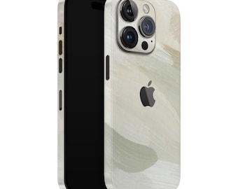 iPhone Skin 13 / 14/15 Pro , Plus , Max , Skin Wrap Cover Vinyle 3M de qualité supérieure beige sauge neutre