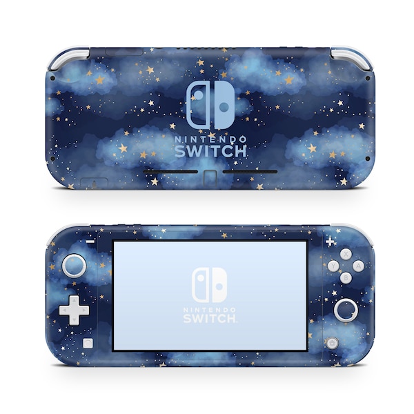 Nintendo Switch Lite Skin Wrap Premium Vinyl Blue Starry Night Clouds