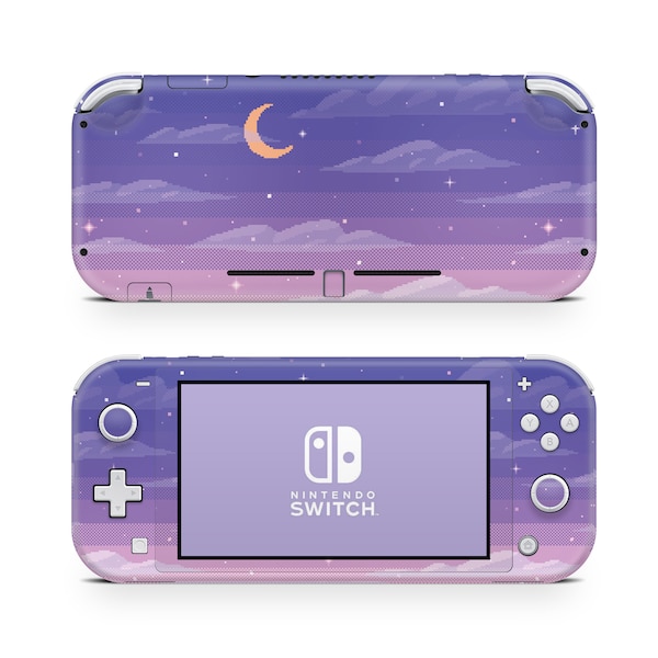 Nintendo Switch Lite Skin Wrap Premium Vinyl Purple Pink Pixel Moon