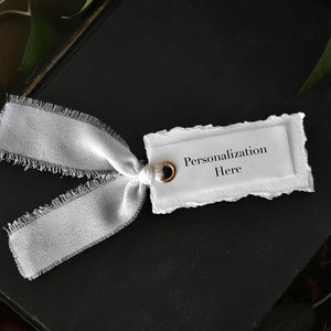 Personalized Name Card Tags (1 card) | Deckled Edge & Chiffon Ribbon | Wedding | Bridal shower