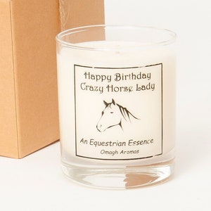 Horse gift, Scented soy candle, farmer gift, Horse lover,gift wrapped, Funny gift, Novelty gift, Animal lover gift, vanilla candle, coconut image 1