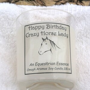 Horse gift, Scented soy candle, farmer gift, Horse lover,gift wrapped, Funny gift, Novelty gift, Animal lover gift, vanilla candle, coconut image 3