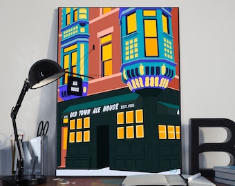 Old Town Ale House - Chicago Bar Poster, Vintage Chicago Bar Poster, Chicago Print - Art Deco - Wall Decor - Unframed Digital Print