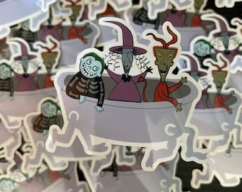 Crazy Little Evil Halloween Kids in Bathtub Glossy Vinyl Sticker