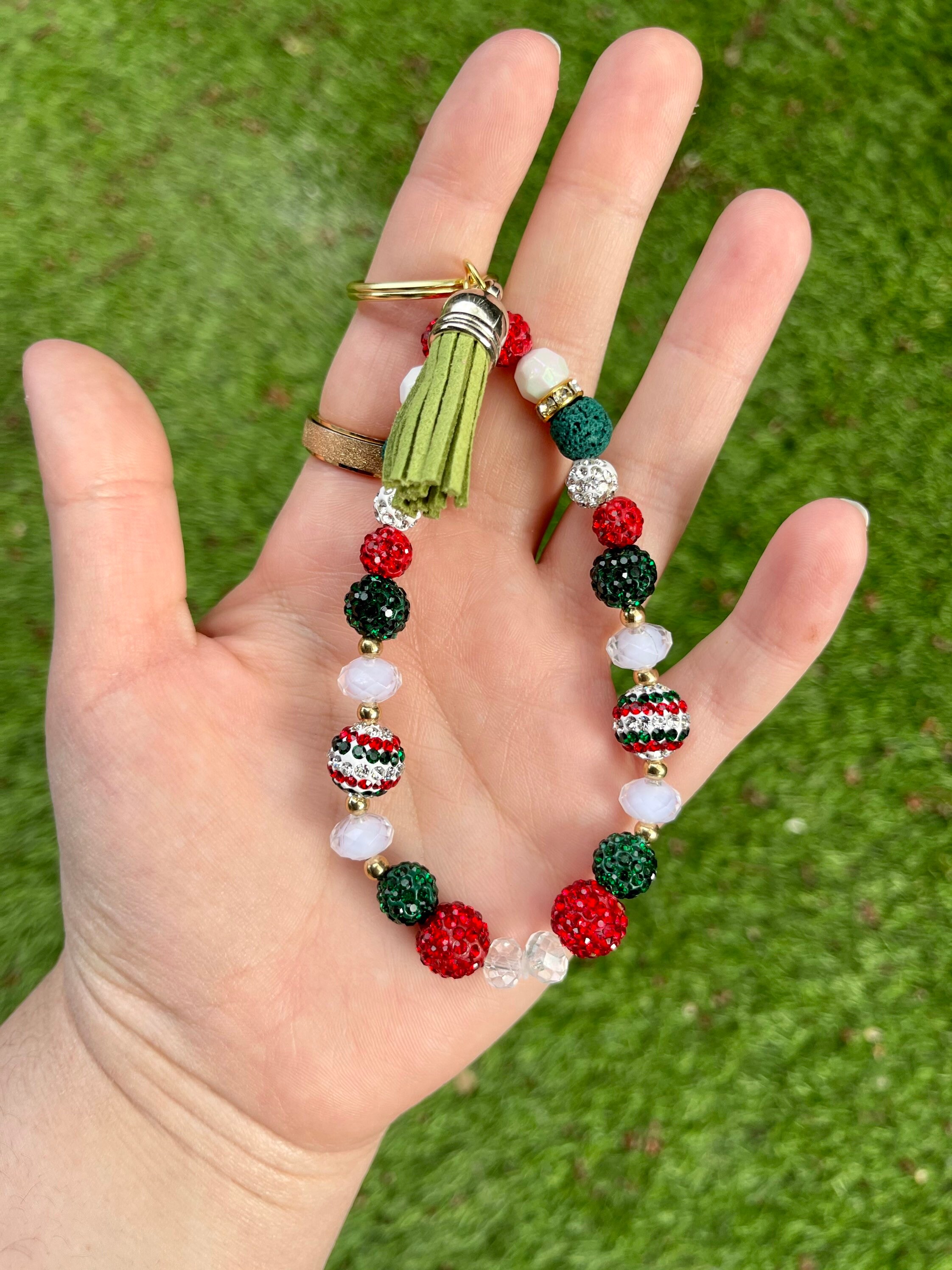 Christmas Inspired Beaded Keychain Etsy