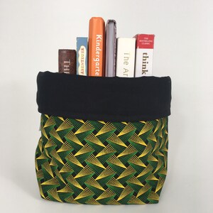 Large and small storage baskets made from South African Shweshwe fabric image 3