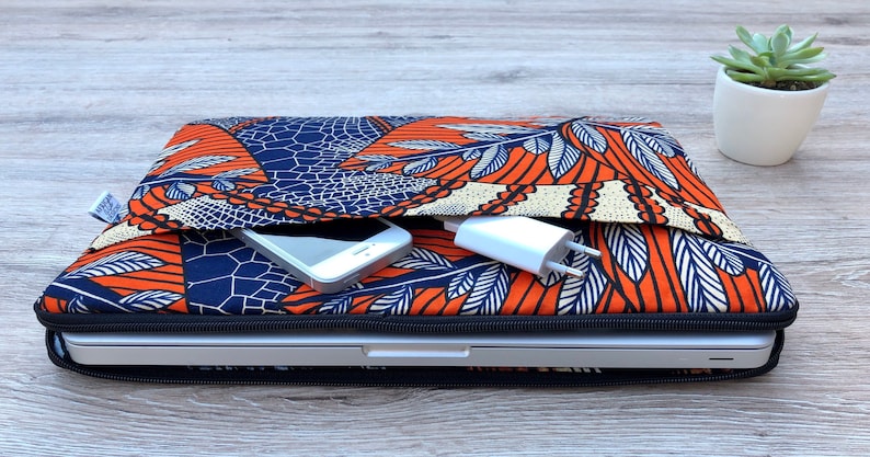 Laptoptasche mit Extra-Seitentasche im afrikanischen Design für 13 Zoll, 15 Zoll und 17 Zoll Laptops Bild 3