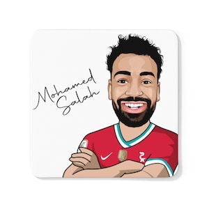 Mohamed Salah - Liverpool FC Caricature LFC Coaster (White Background)