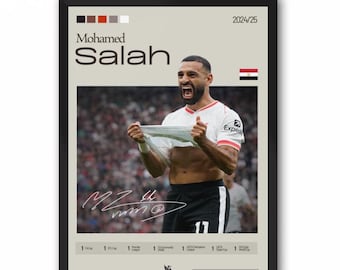 Mohamed Salah Liverpool Poster Art Print, Mo Salah Soccer Wall Decor, Football Star Artwork, Soccer Fan Gift, Sports Wall Art, Home Decor