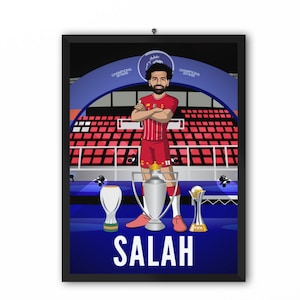 Mohamed Salah (Liverpool FC) - Champions 19/20 LFC Caricature Illustration Print - A3, A4 or A5