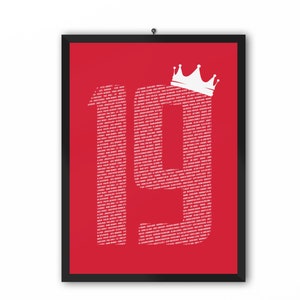 19 Crown with Squad Names White Portrait Print (Liverpool FC) | A3 A4 A5 Poster LFC Champions 19/20