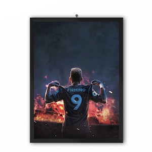 Firmino Fire Portrait Print (Roberto Firmino, Liverpool FC Number 9) | A3 A4 A5 Poster LFC Champions 19/20