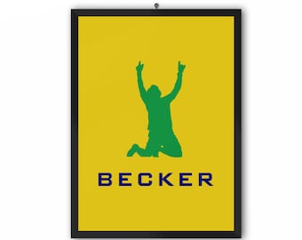 Becker Green/Blue Portrait Print (Alisson Becker, Liverpool FC) | A3 A4 A5 Poster LFC Champions 19/20