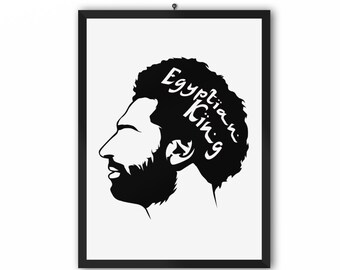 Svart porträtttryck av den egyptiska kungen (Mo Salah, Liverpool FC) | A3 A4 A5-affisch LFC Champions 19/20