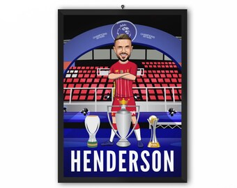 Jordan Henderson (Liverpool FC) - Champions 19/20 LFC Caricature Illustration Print - A3, A4 or A5