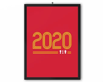 Retro 2020 Treble Yellow & White (Liverpool FC) | A3 A4 A5 Poster LFC Champions 19/20