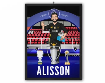 Alisson Becker (Liverpool FC) - Champions 19/20 LFC Caricature Illustration Print - A3, A4 or A5