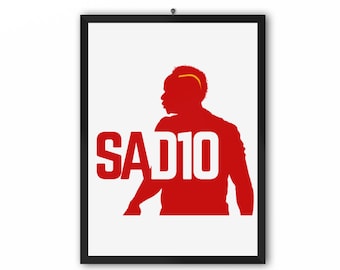 SAD10 Red/White Portrait Print (Sadio Mane, Liverpool FC) | A3 A4 A5 Poster LFC Champions 19/20