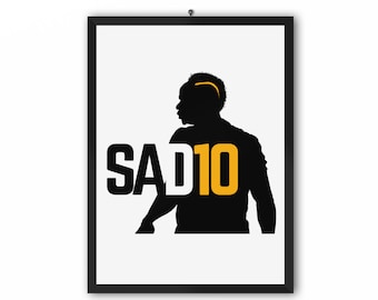 SAD10 Black/Yellow Portrait Print (Sadio Mane, Liverpool FC) | A3 A4 A5 Poster LFC Champions 19/20