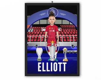 Harvey Elliott (Liverpool FC) - Champions 19/20 LFC Caricature Illustration Print - A3, A4 or A5