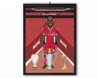 Sadio Mane (Liverpool FC) - LFC 20/21 Karikatur Illustration Print - A3, A4 or A5