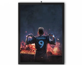 Firmino Fire Portrait Print (Roberto Firmino, Liverpool FC Number 9) | A3 A4 A5 Poster LFC Champions 19/20
