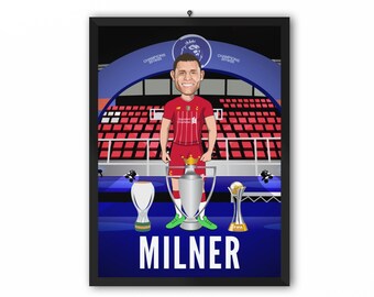 James Milner (Liverpool FC) - Champions 19/20 LFC Caricature Illustration Print - A3, A4 or A5