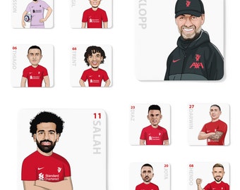 LFC Caricature Coaster Collection (10 Pack) - Liverpool FC Coaster Beer Mats for Reds Premier League Fan Gifts