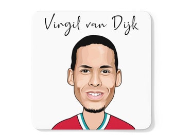 Virgil van Dijk - Liverpool FC Caricature LFC Coaster (White Background)