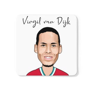 Virgil van Dijk - Liverpool FC Caricature LFC Coaster (Fondo Blanco)
