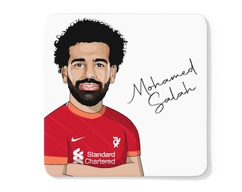 Mohamed Salah Caricature LFC Coaster (White Background) | Mo Salah Liverpool FC | Premier League 2021/22