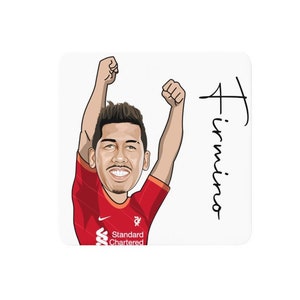 Roberto Firmino Caricature LFC Coaster (White Background) | Bobby Liverpool FC | Premier League 2021/22
