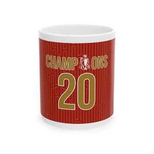 Premier League Champions 24/25 Liverpool FC 20 Mug (LFC Pinstripe Background)