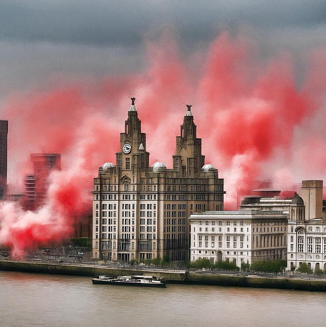 Liverpool Skyline Cityscape - LFC 2025 Parade Pyro - Liverpool FC ...
