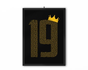 19 Crown with Squad Names Yellow Portrait Print (Liverpool FC) | A3 A4 A5 Poster LFC Champions 19/20