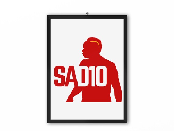 SAD10 Red/White Portrait Print (Sadio Mane, Liverpool FC) | A3 A4 A5 Poster LFC Champions 19/20
