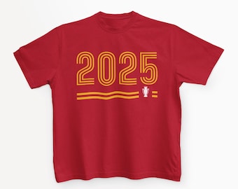 2025 Premier League Champions - Liverpool FC T-Shirt (LFC Fan Leisure Wear - Yellow On Red Shirt)