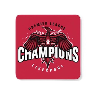 Posavasos del Liverpool FC 20 (fondo rojo) de la Premier League Champions 24/25