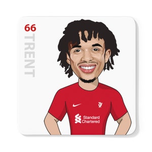 Trent Alexander Arnold Caricature LFC White Coaster | TAA Liverpool FC 2022/23 Reds England Premier League Fans