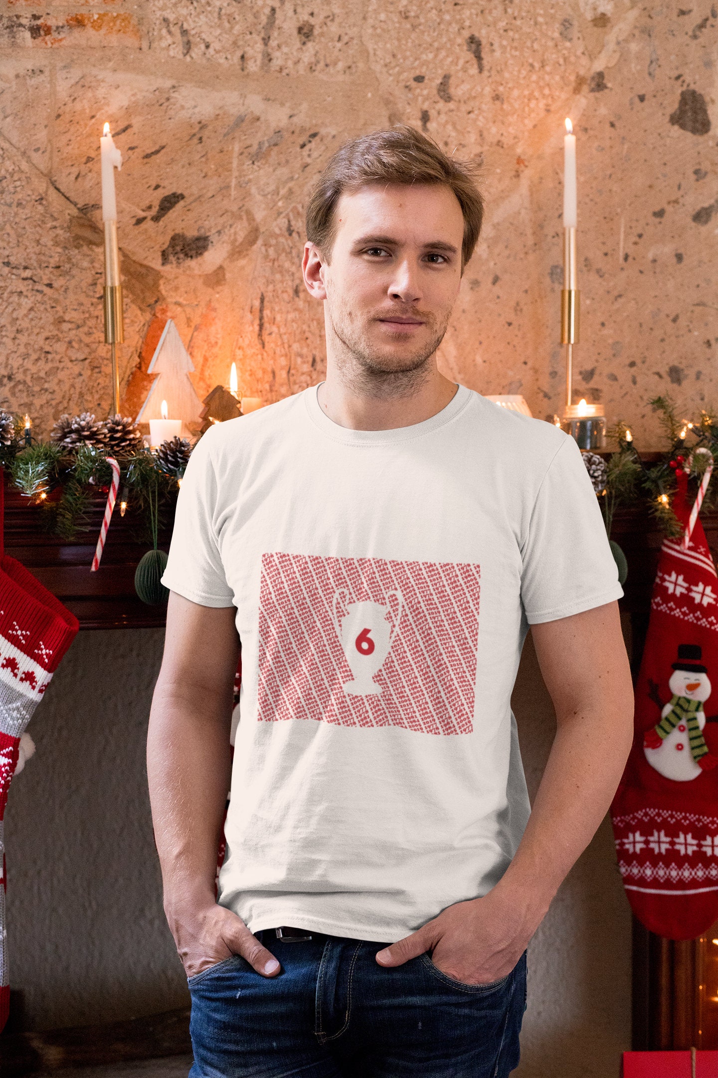 6回のLFCチャンピオン 19/20 ホワイトTシャツ（レッド＆ブラック