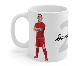 Darwin Nunez | Liverpool FC Caricature White Mug | LFC 2022/23 Reds Uruguay Fans